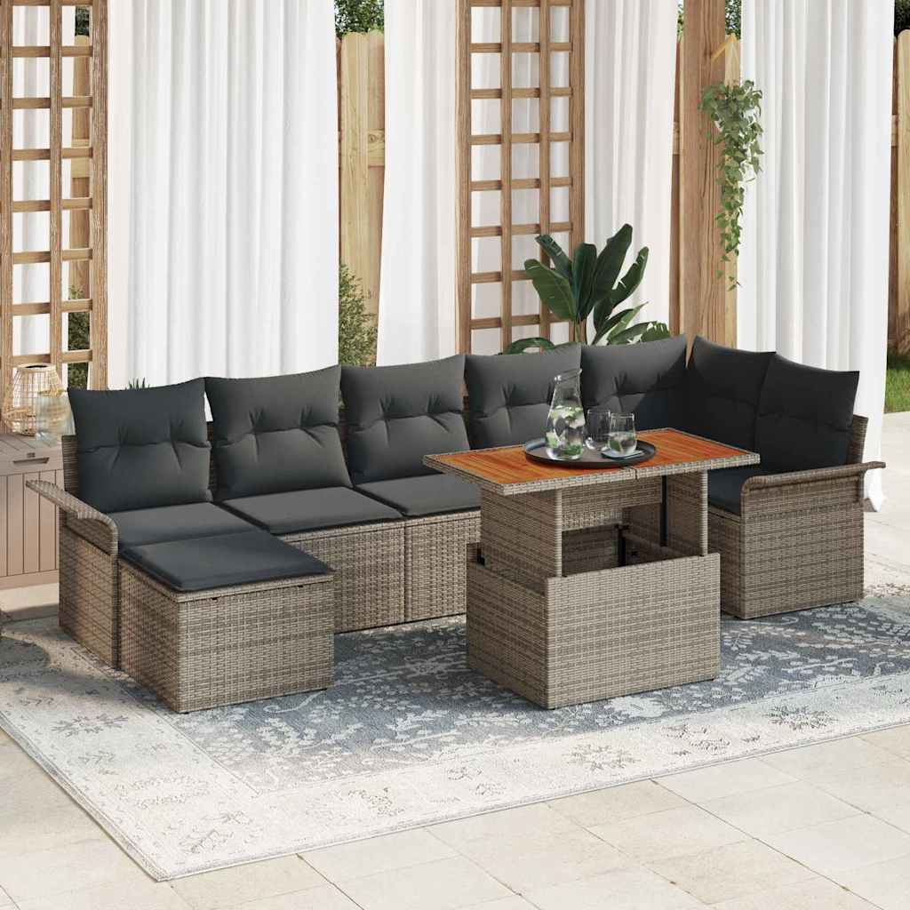 Ensemble de canapé de jardin 8 pcs Gris Poly rotin - XIOS