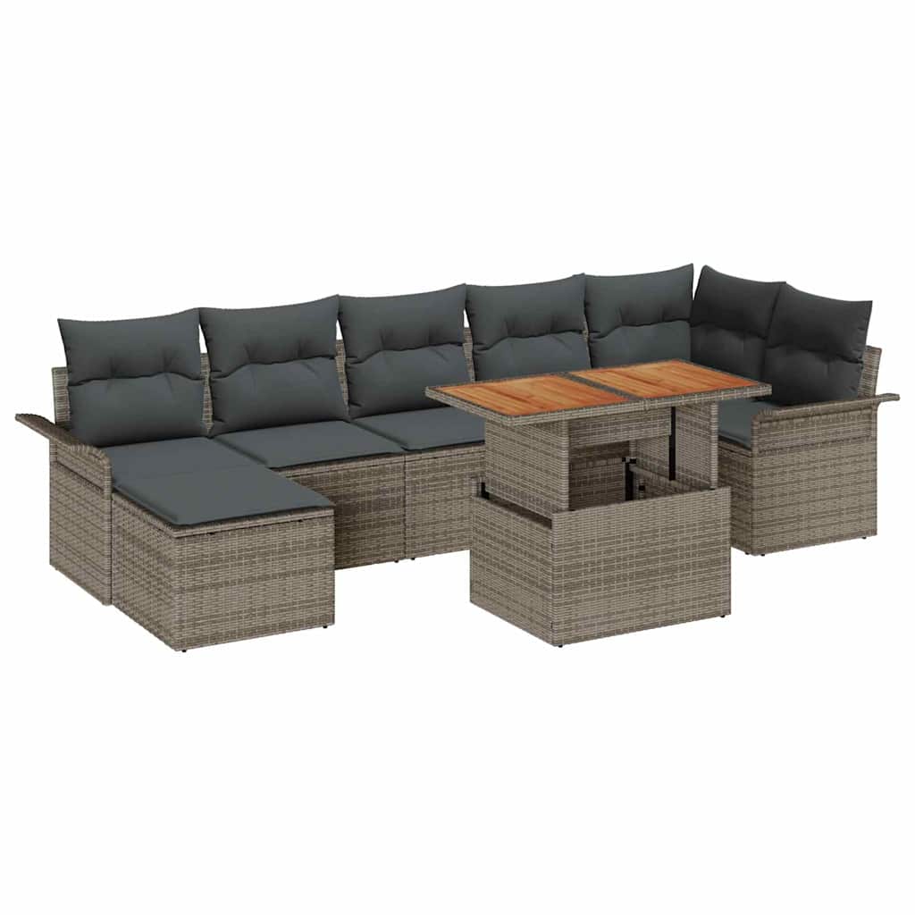 Ensemble de canapé de jardin 8 pcs Gris Poly rotin - XIOS