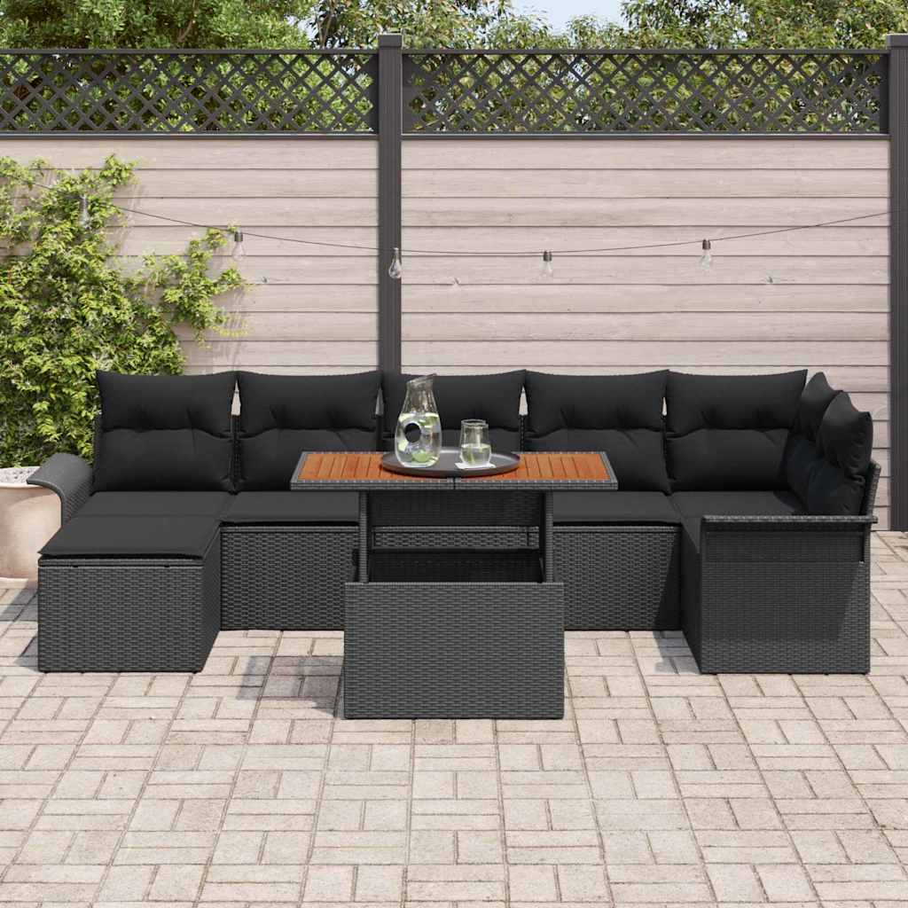 Ensemble de canapé de jardin 8 pcs Noir Poly rotin - XIOS