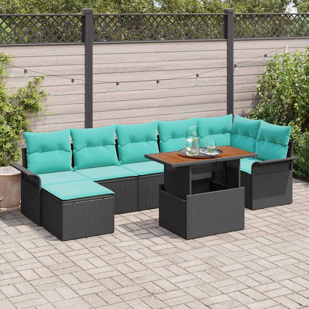Ensemble de canapé de jardin 8 pcs Noir Poly rotin - XIOS