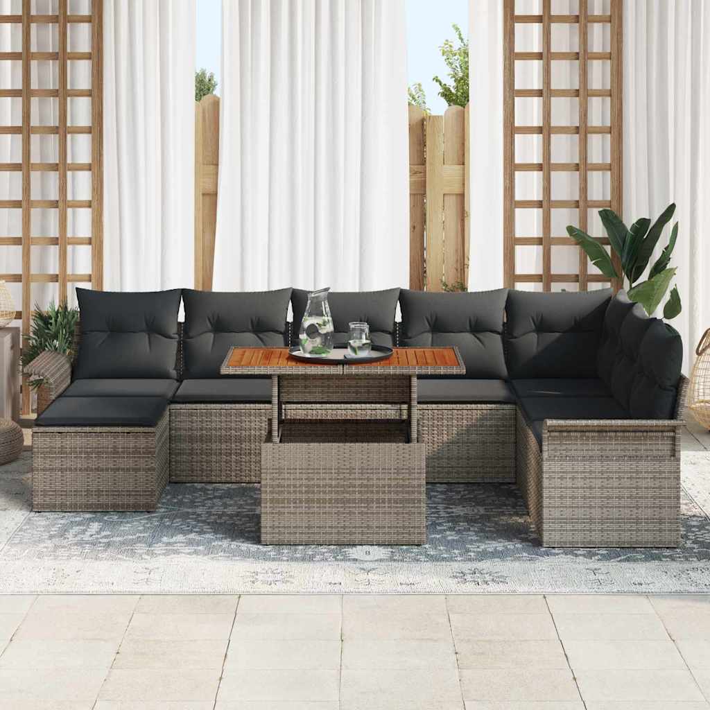 Ensemble de canapé de jardin 9 pcs Gris Poly rotin - XIOS