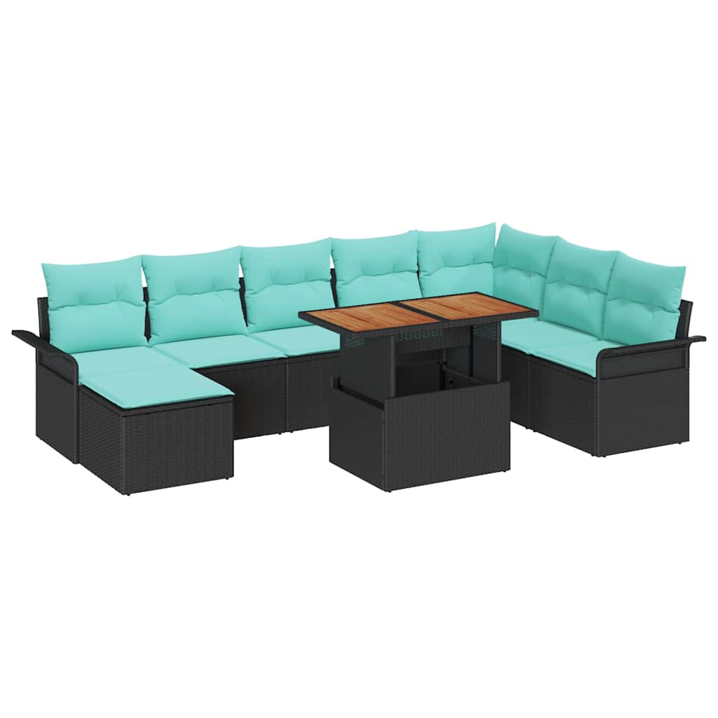 Ensemble de canapé de jardin 9 pcs Noir Poly rotin - XIOS