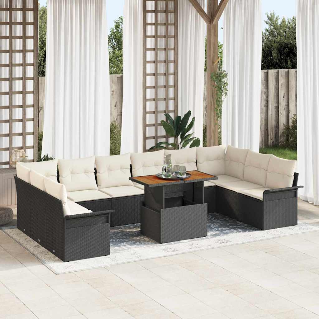 Ensemble de canapé de jardin 9 pcs Noir Poly rotin - XIOS