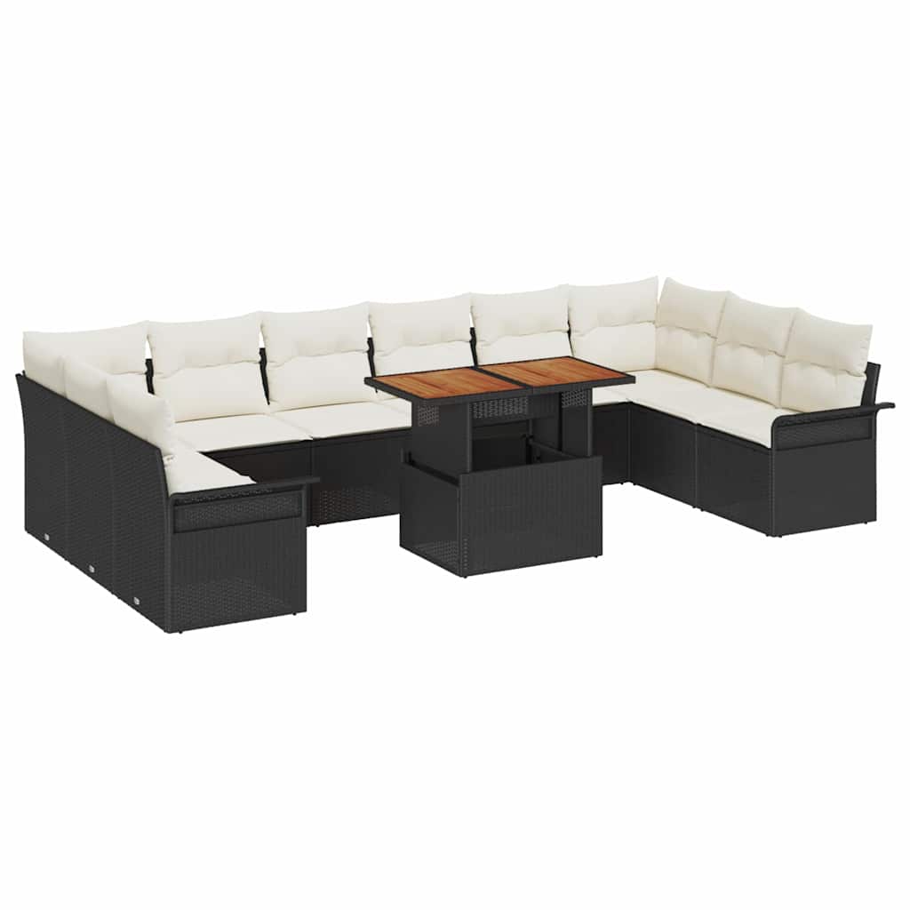 Ensemble de canapé de jardin 9 pcs Noir Poly rotin - XIOS