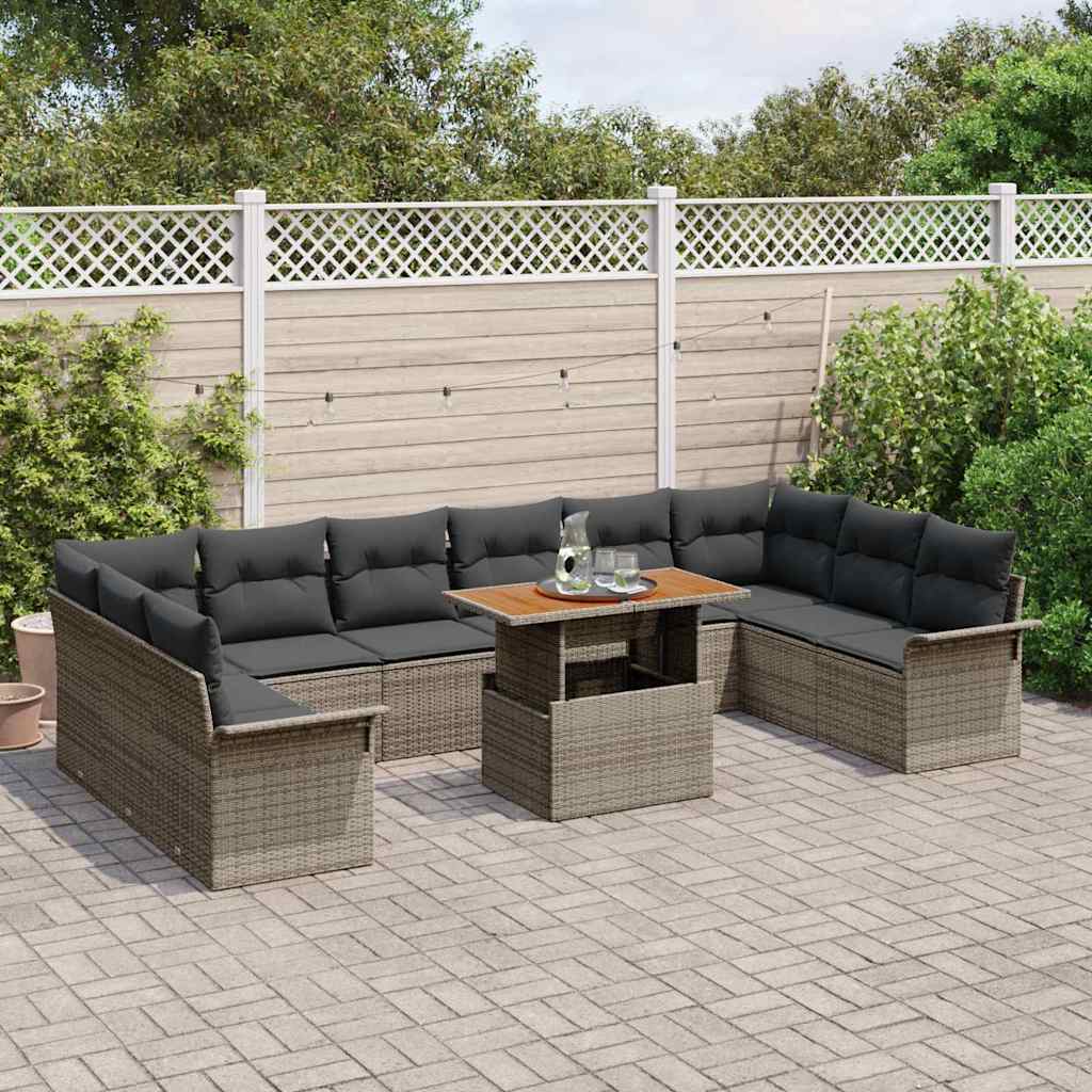 Ensemble de canapé de jardin 9 pcs Gris Poly rotin - XIOS