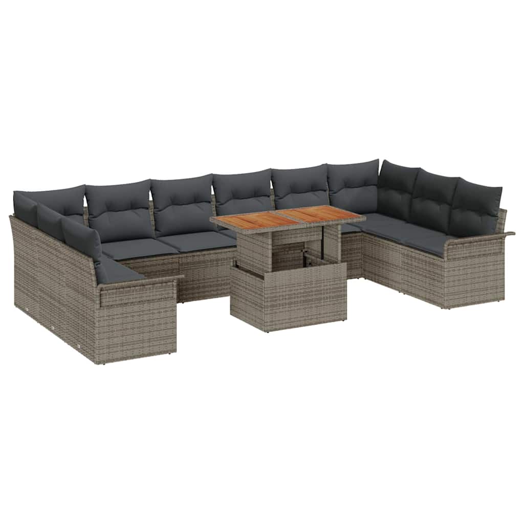 Ensemble de canapé de jardin 9 pcs Gris Poly rotin - XIOS