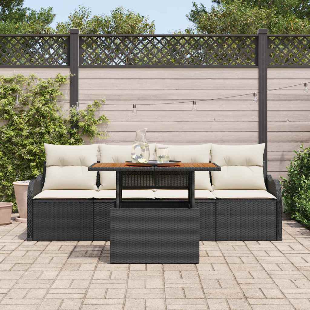 Ensemble de canapé de jardin avec stockage 5 pcs Noir polyrotin - XIOS