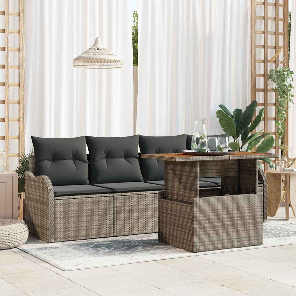 Ensemble de canapé de jardin avec stockage 5 pcs Gris polyrotin - XIOS