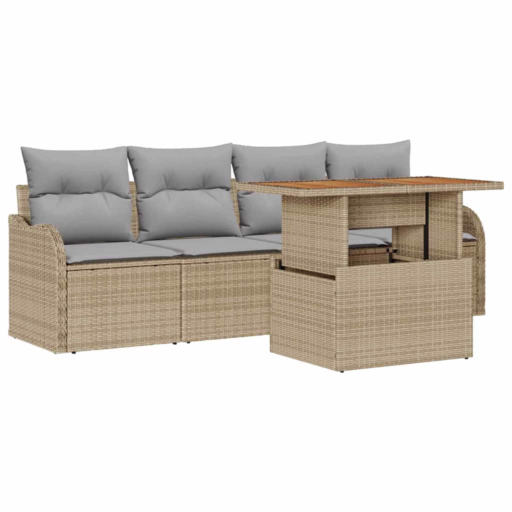 Ensemble de canapé de jardin 5 pcs Beige polyrotin - XIOS