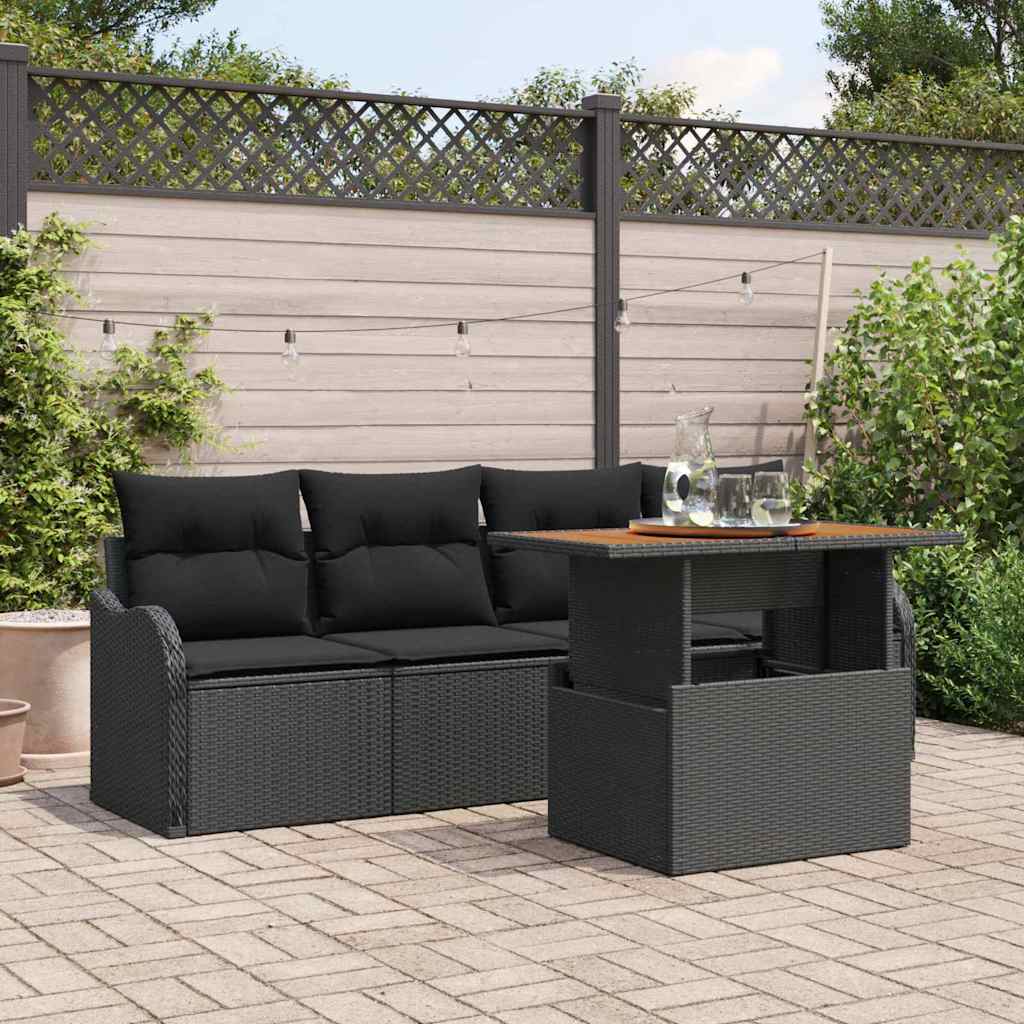 Ensemble de canapé de jardin avec stockage 5 pcs Noir polyrotin - XIOS