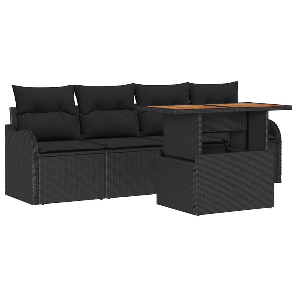 Ensemble de canapé de jardin avec stockage 5 pcs Noir polyrotin - XIOS