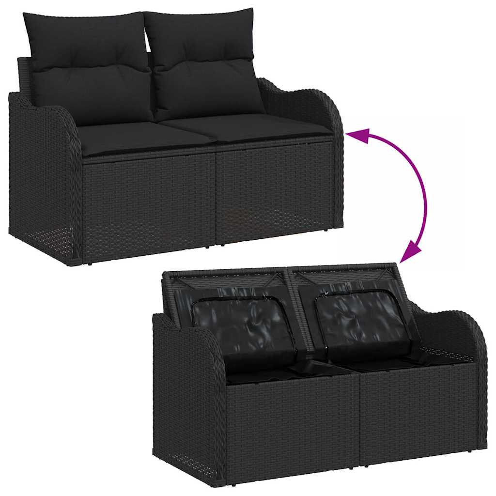 Ensemble de canapé de jardin avec stockage 5 pcs Noir polyrotin - XIOS