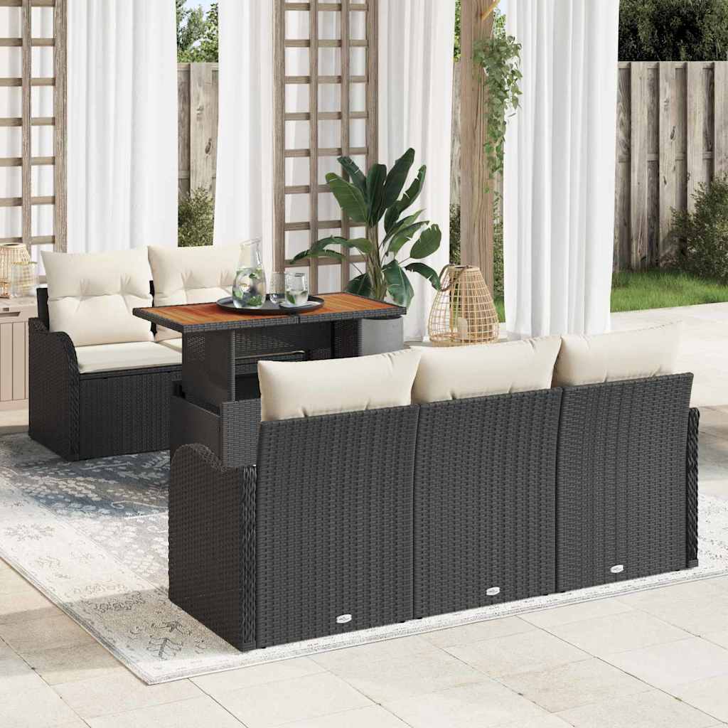 Ensemble de canapé de jardin 6 pcs Noir Poly rotin - XIOS