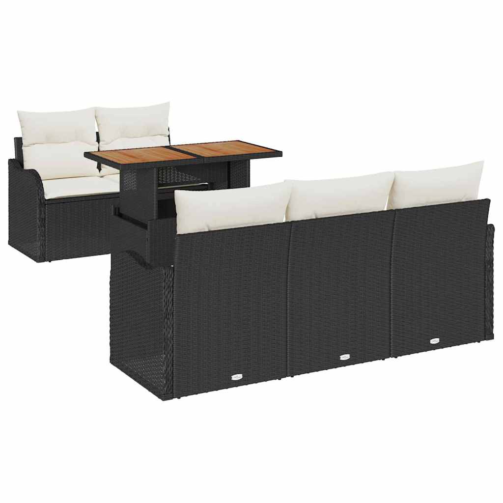 Ensemble de canapé de jardin 6 pcs Noir Poly rotin - XIOS