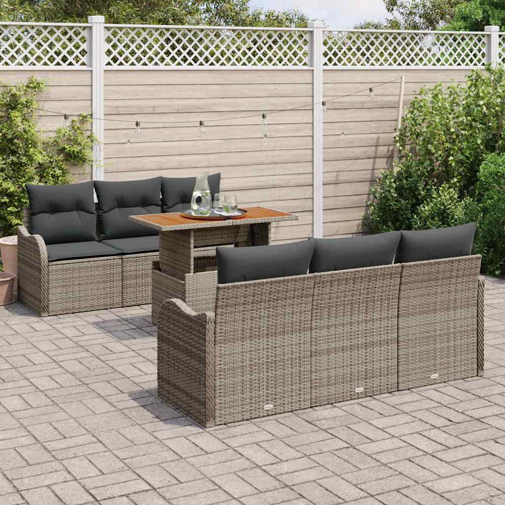 Ensemble de canapé de jardin 7 pcs Gris Poly rotin - XIOS