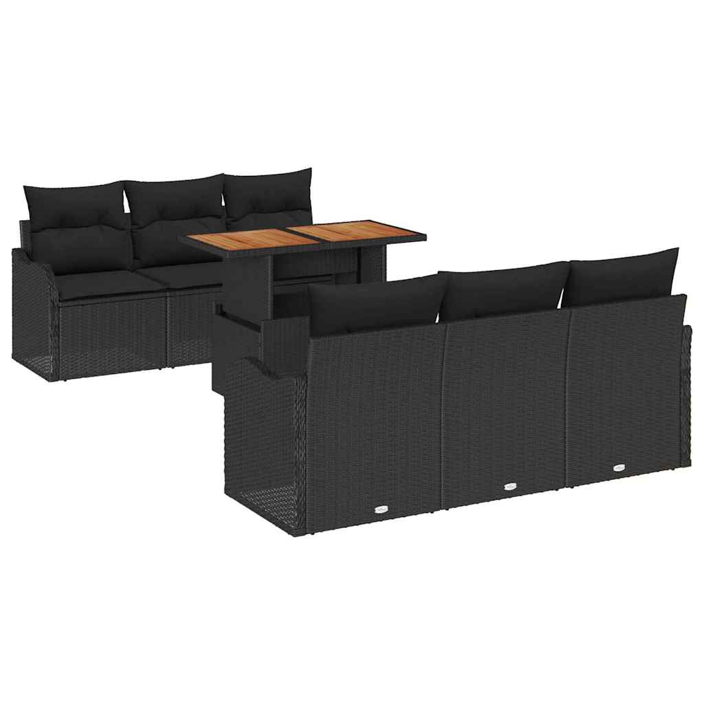 Ensemble de canapé de jardin 7 pcs Noir Poly rotin - XIOS