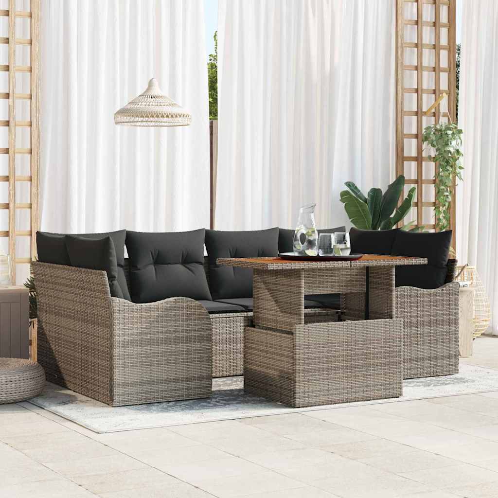 Ensemble de canapé de jardin 7 pcs Gris Poly rotin - XIOS
