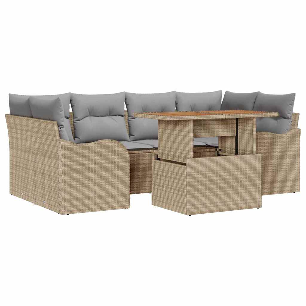 Ensemble de canapé de jardin 7 pcs Beige Poly rotin - XIOS