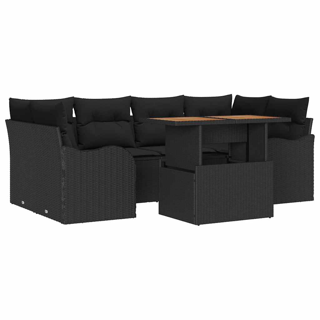 Ensemble de canapé de jardin 7 pcs Noir Poly rotin - XIOS