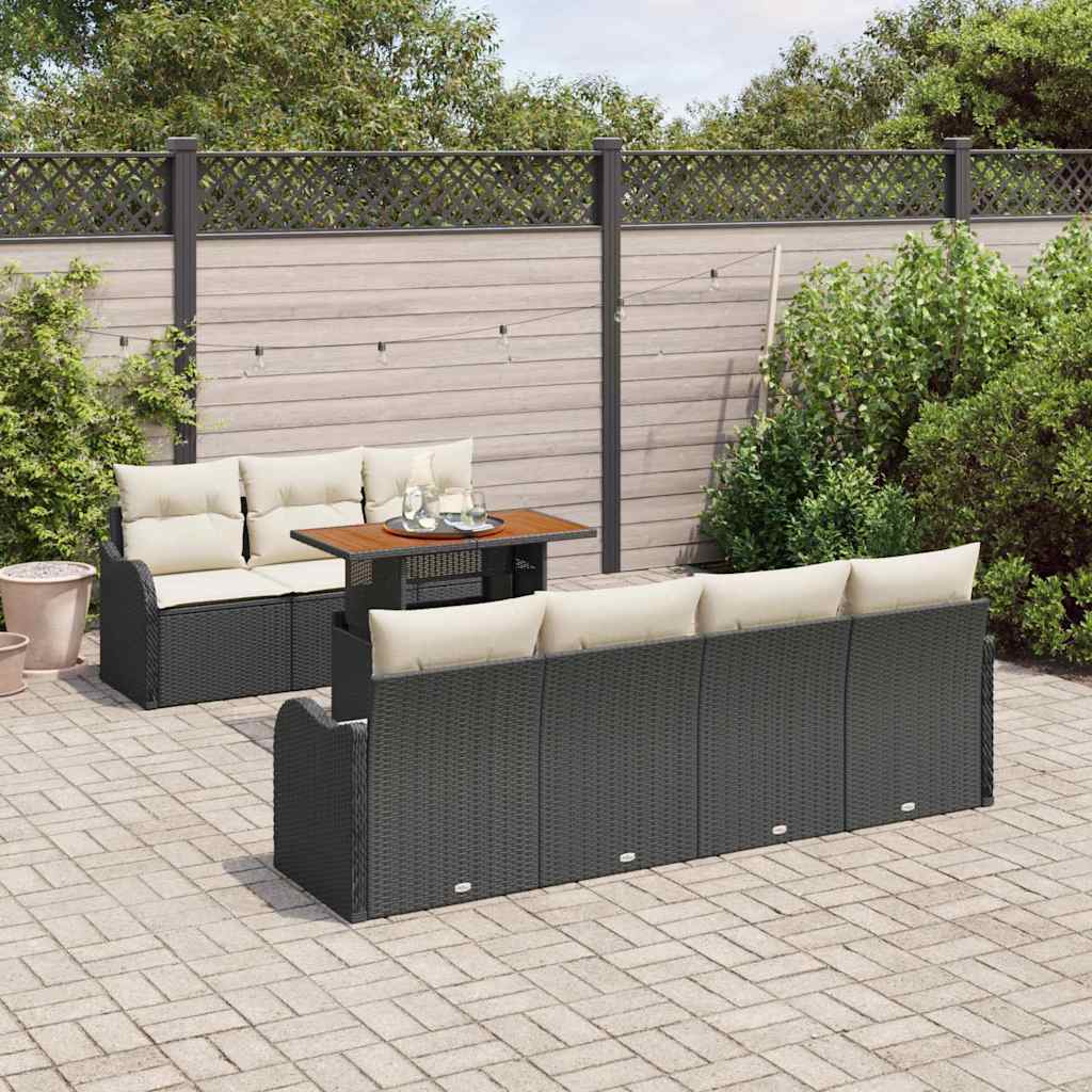 Ensemble de canapé de jardin 8 pcs Noir Poly rotin - XIOS