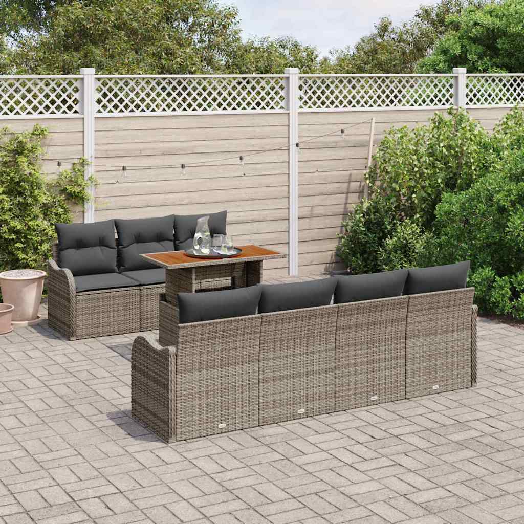 Ensemble de canapé de jardin 8 pcs Gris Poly rotin - XIOS