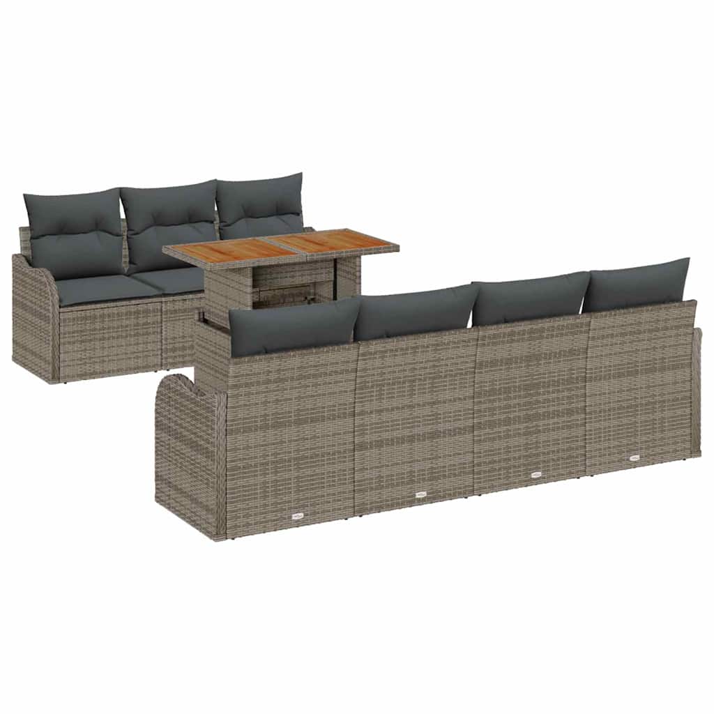 Ensemble de canapé de jardin 8 pcs Gris Poly rotin - XIOS
