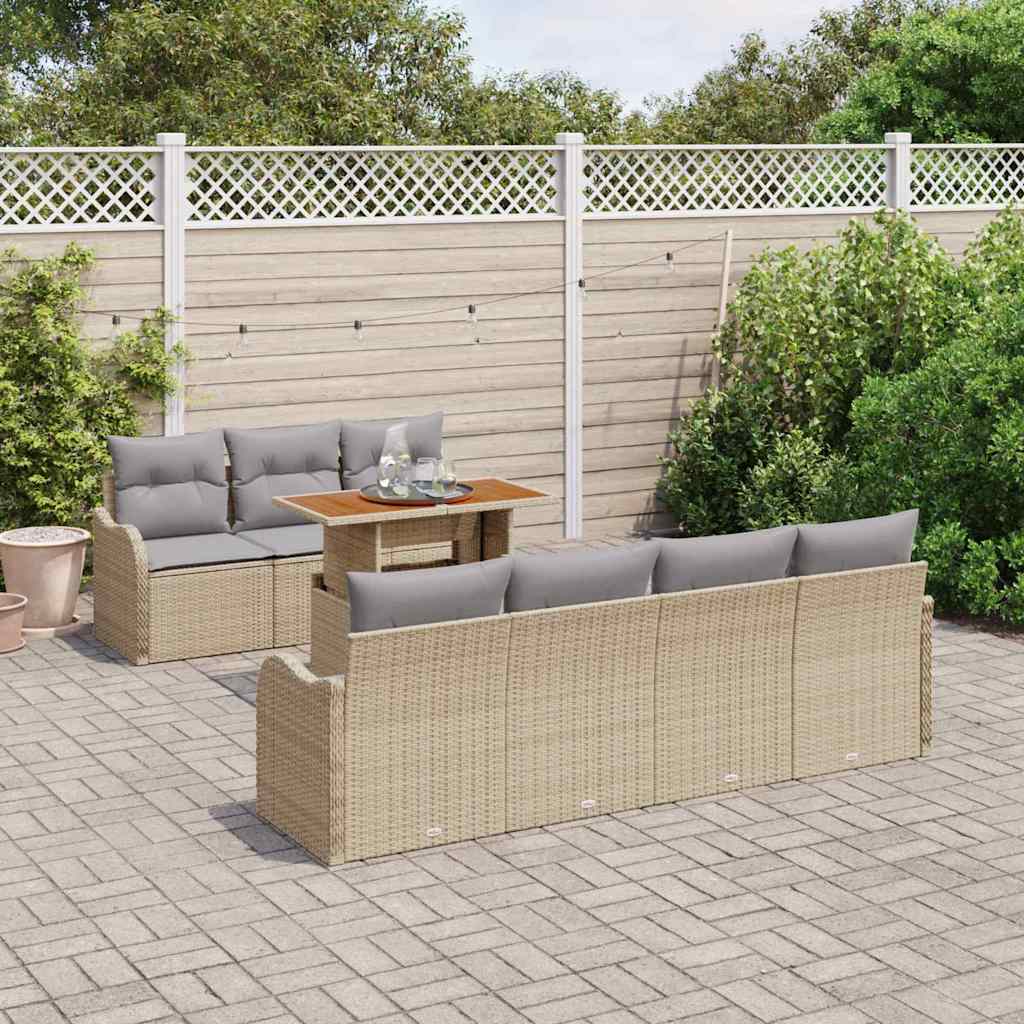 Ensemble de canapé de jardin 8 pcs Beige Poly rotin - XIOS