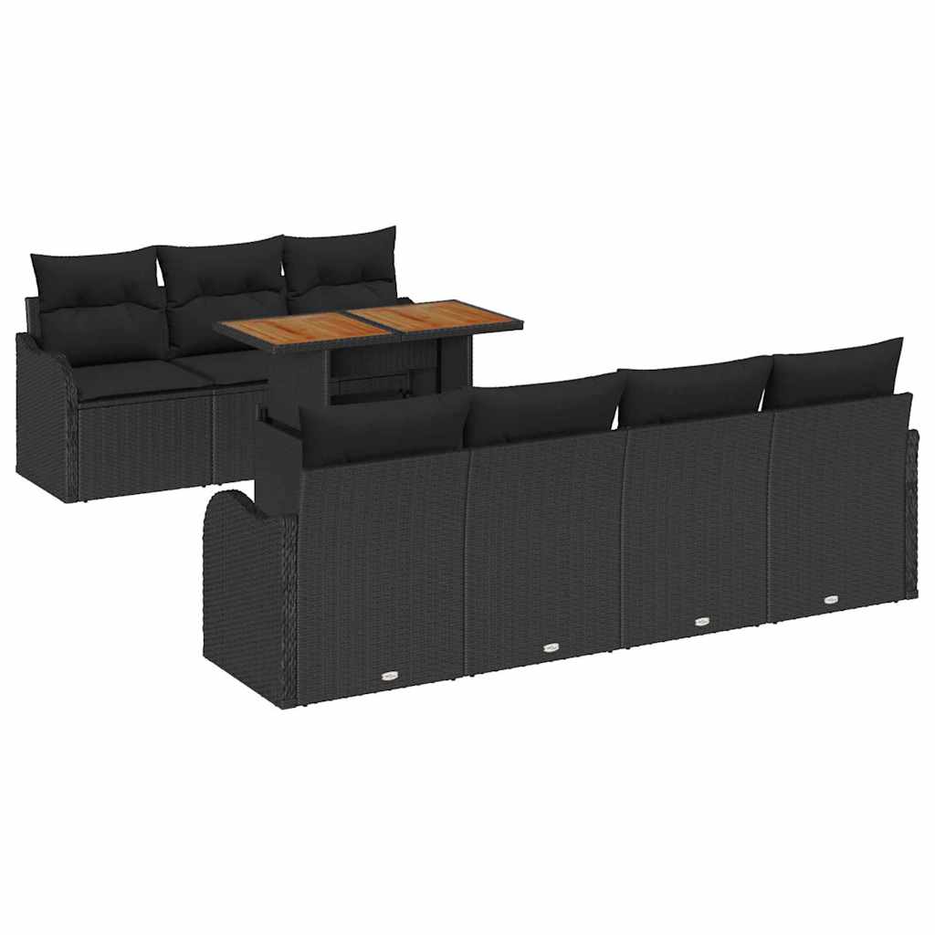 Ensemble de canapé de jardin 8 pcs Noir Poly rotin - XIOS