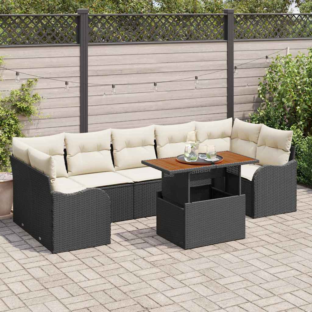 Ensemble de canapé de jardin 8 pcs Noir Poly rotin - XIOS