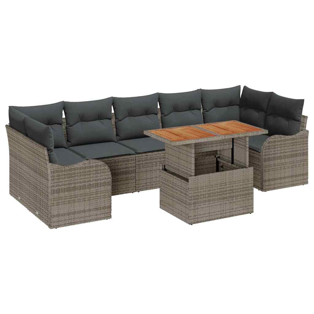 Ensemble de canapé de jardin 8 pcs Gris Poly rotin - XIOS