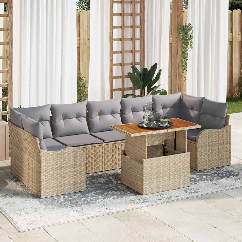 Ensemble de canapé de jardin 8 pcs Beige Poly rotin - XIOS