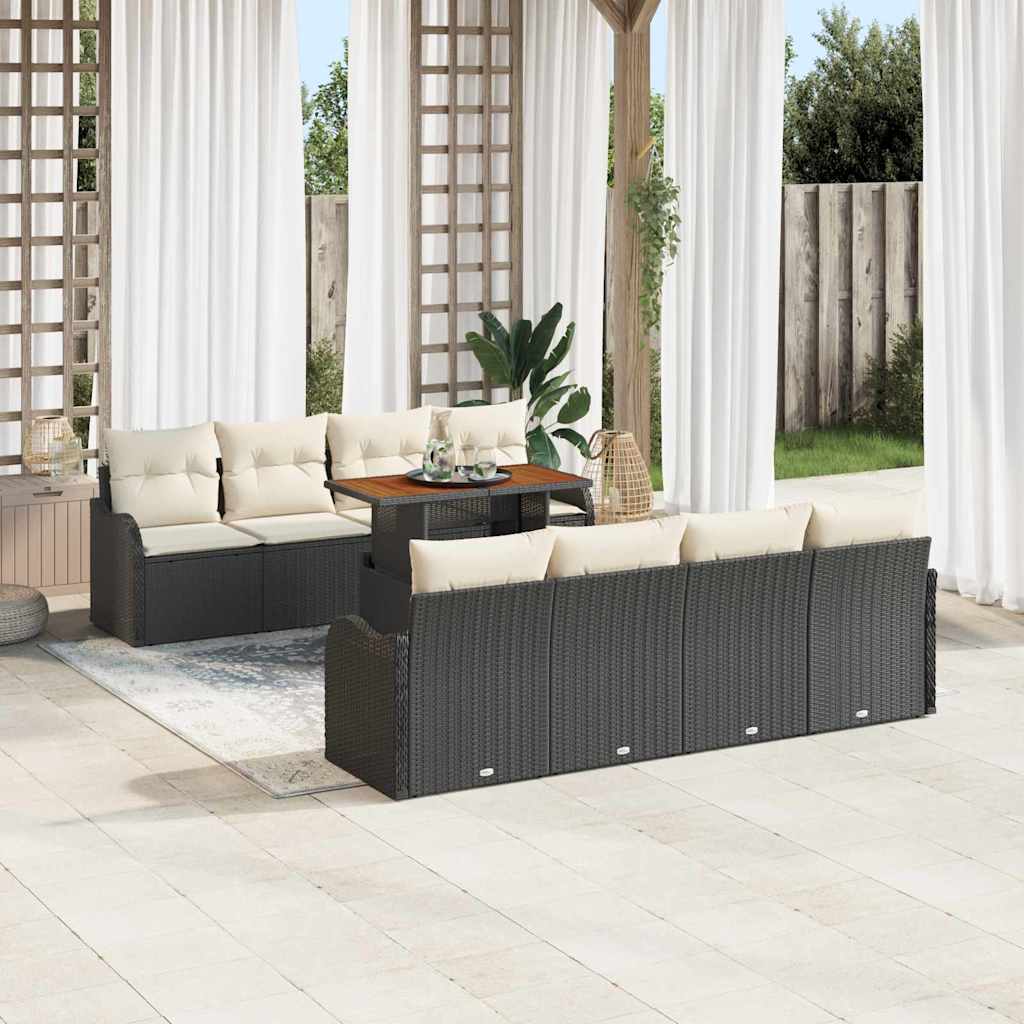 Ensemble de canapé de jardin 9 pcs Noir Poly rotin - XIOS