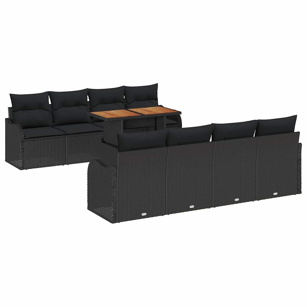 Ensemble de canapé de jardin 9 pcs Noir Poly rotin - XIOS