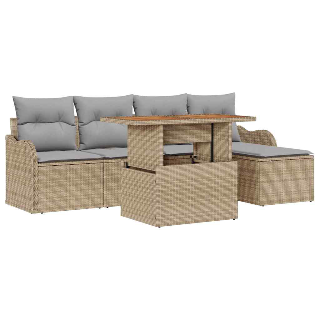Ensemble de canapé de jardin 6 pcs Beige Poly rotin - XIOS