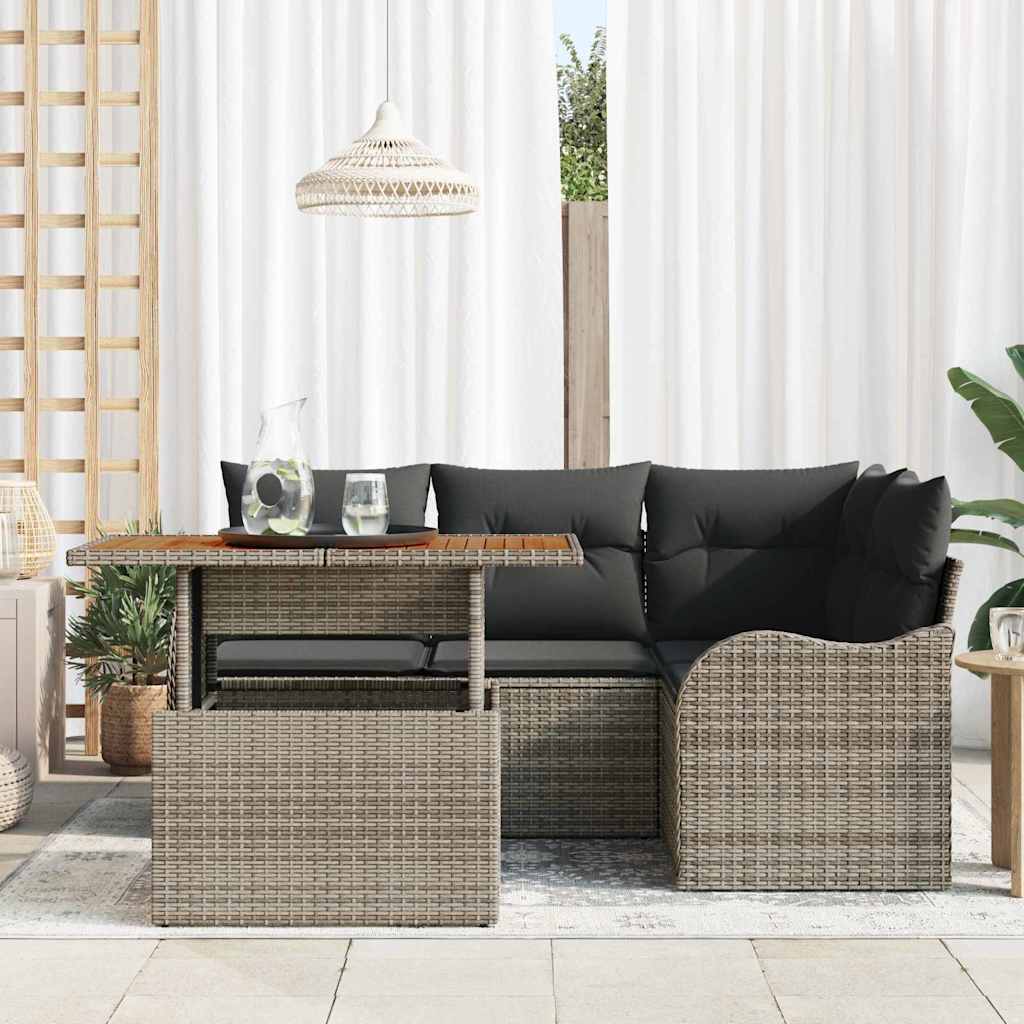 Ensemble de canapé de jardin 5 pcs Gris Poly rotin - XIOS