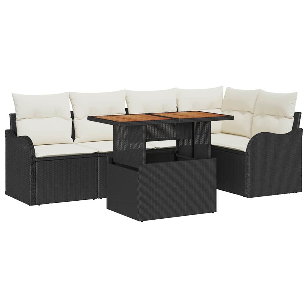 Ensemble de canapé de jardin 6 pcs Noir Poly rotin - XIOS
