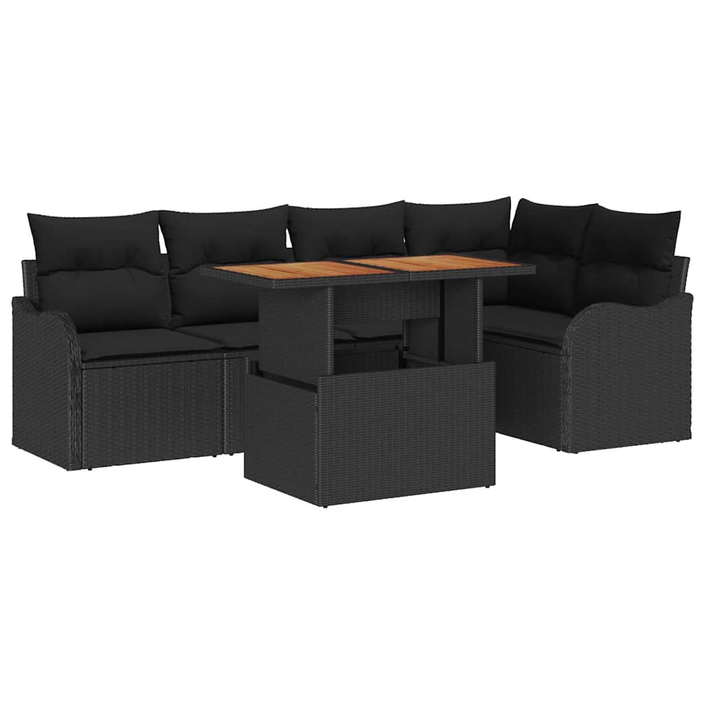 Ensemble de canapé de jardin 6 pcs Noir Poly rotin - XIOS