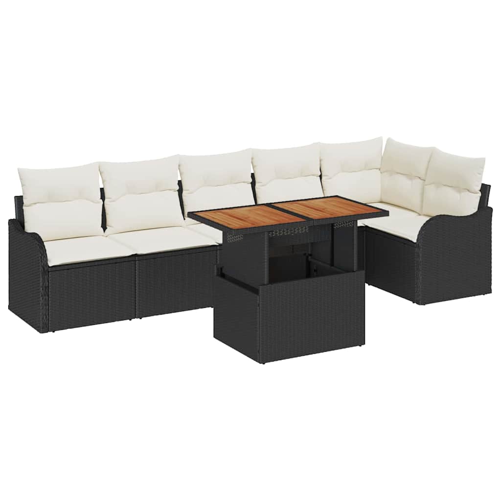 Ensemble de canapé de jardin 7 pcs Noir Poly rotin - XIOS