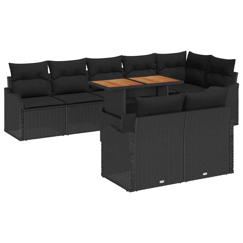 Ensemble de canapé de jardin 9 pcs Noir Poly rotin - XIOS