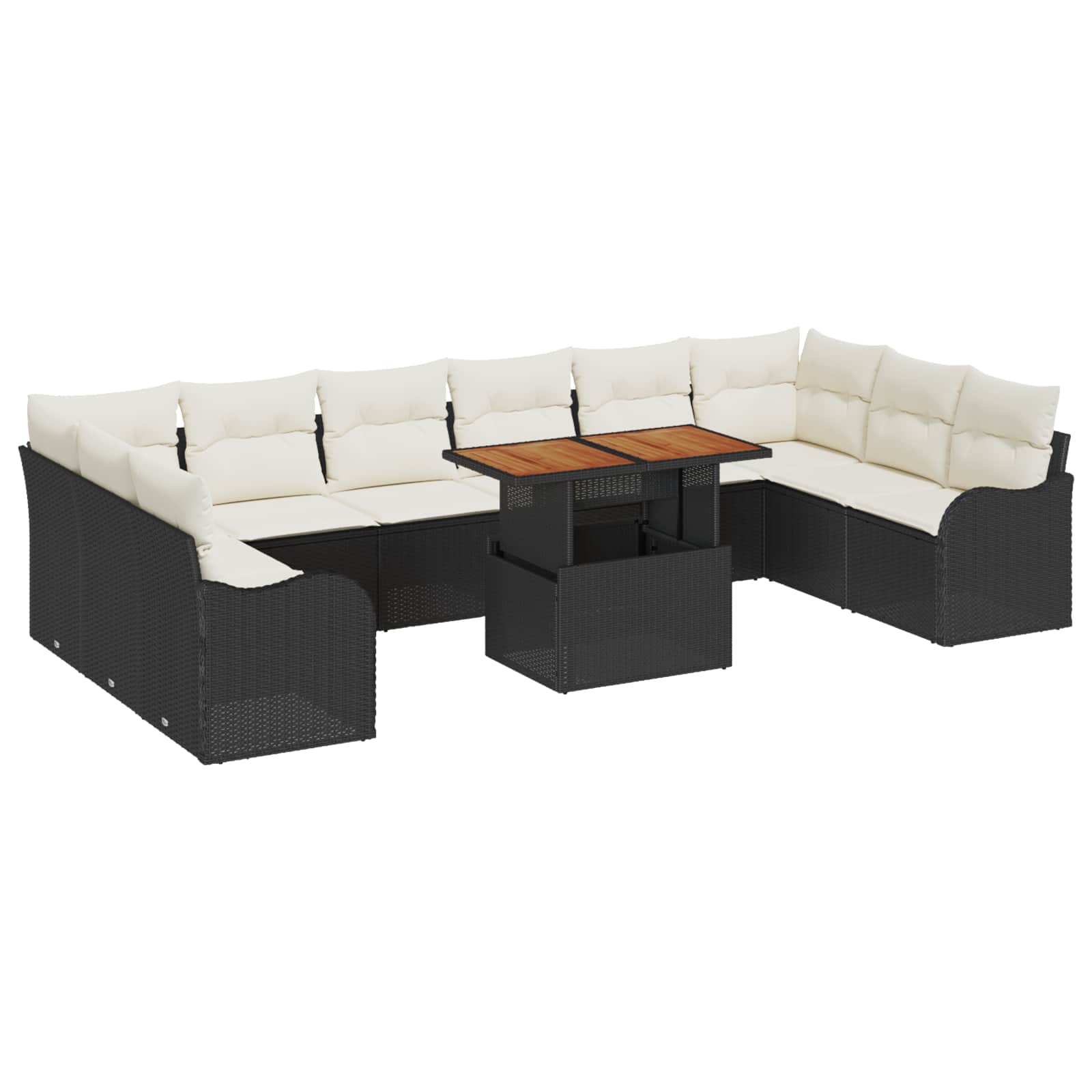 Ensemble de canapé de jardin 11 pcs Noir Poly rotin - XIOS