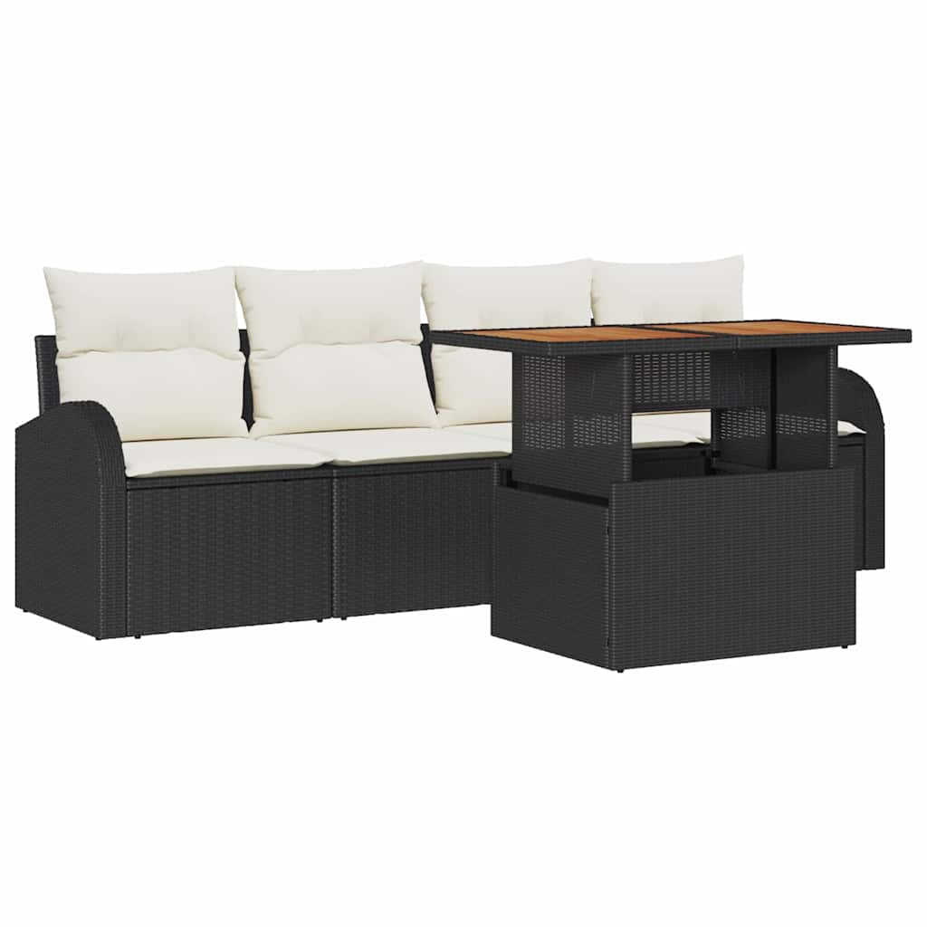 Ensemble de canapé de jardin 5 pcs Noir Poly rotin - XIOS