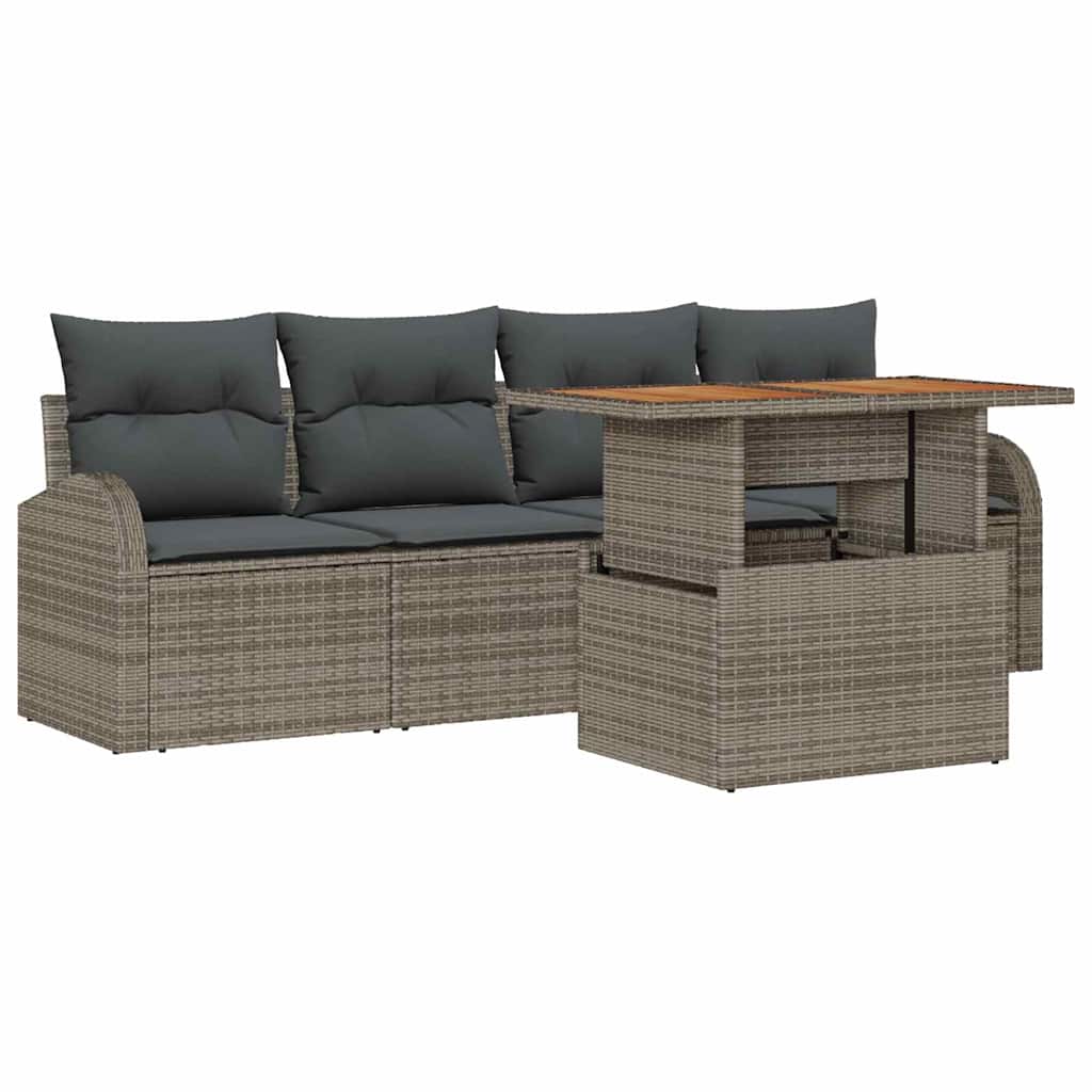 Ensemble de canapé de jardin 5 pcs Gris Poly rotin - XIOS