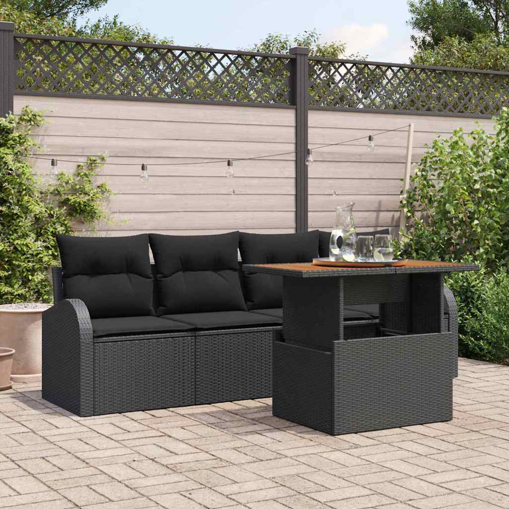 Ensemble de canapé de jardin 5 pcs Noir Poly rotin - XIOS