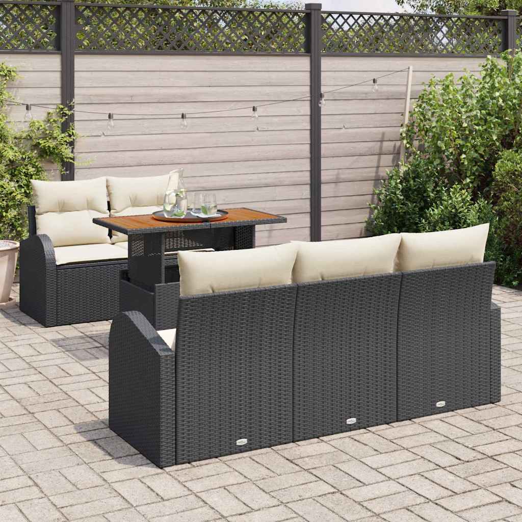 Ensemble de canapé de jardin 6 pcs Noir Poly rotin - XIOS