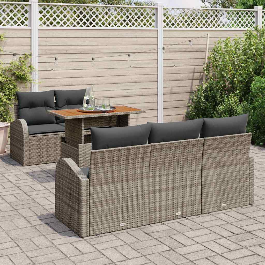Ensemble de canapé de jardin 6 pcs Gris Poly rotin - XIOS