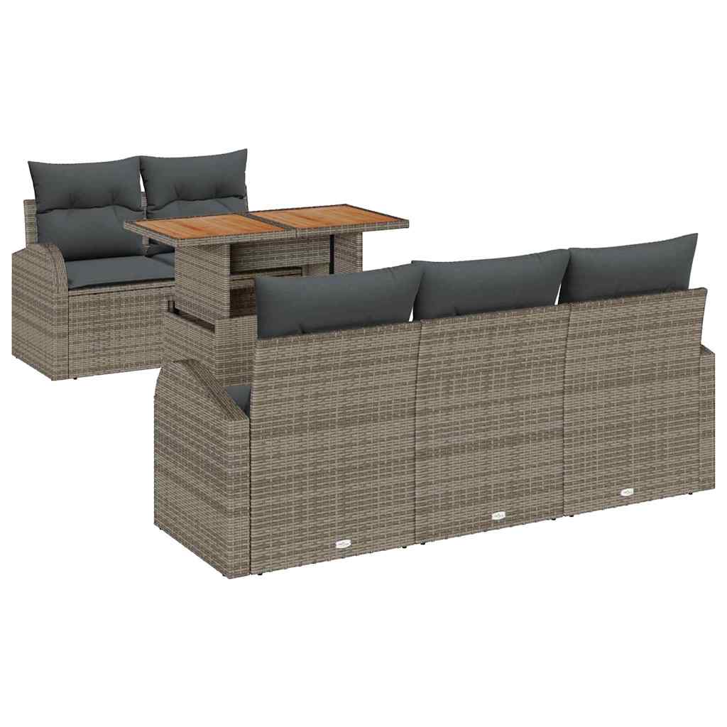 Ensemble de canapé de jardin 6 pcs Gris Poly rotin - XIOS
