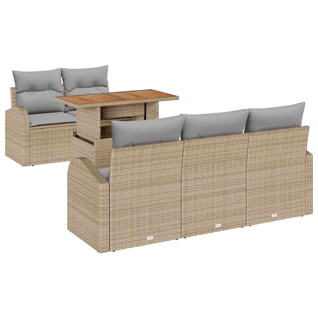 Ensemble de canapé de jardin 6 pcs Beige Poly rotin - XIOS