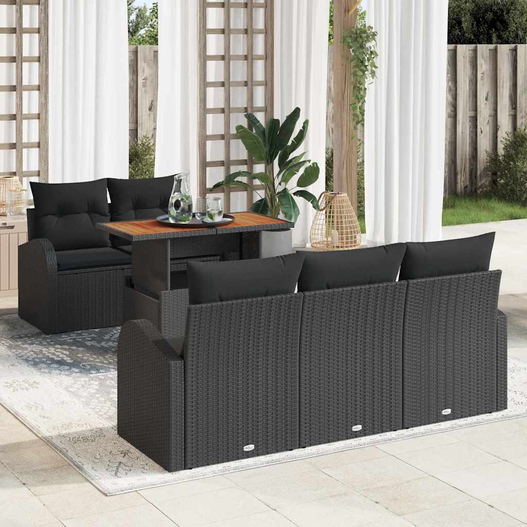 Ensemble de canapé de jardin 6 pcs Noir Poly rotin - XIOS