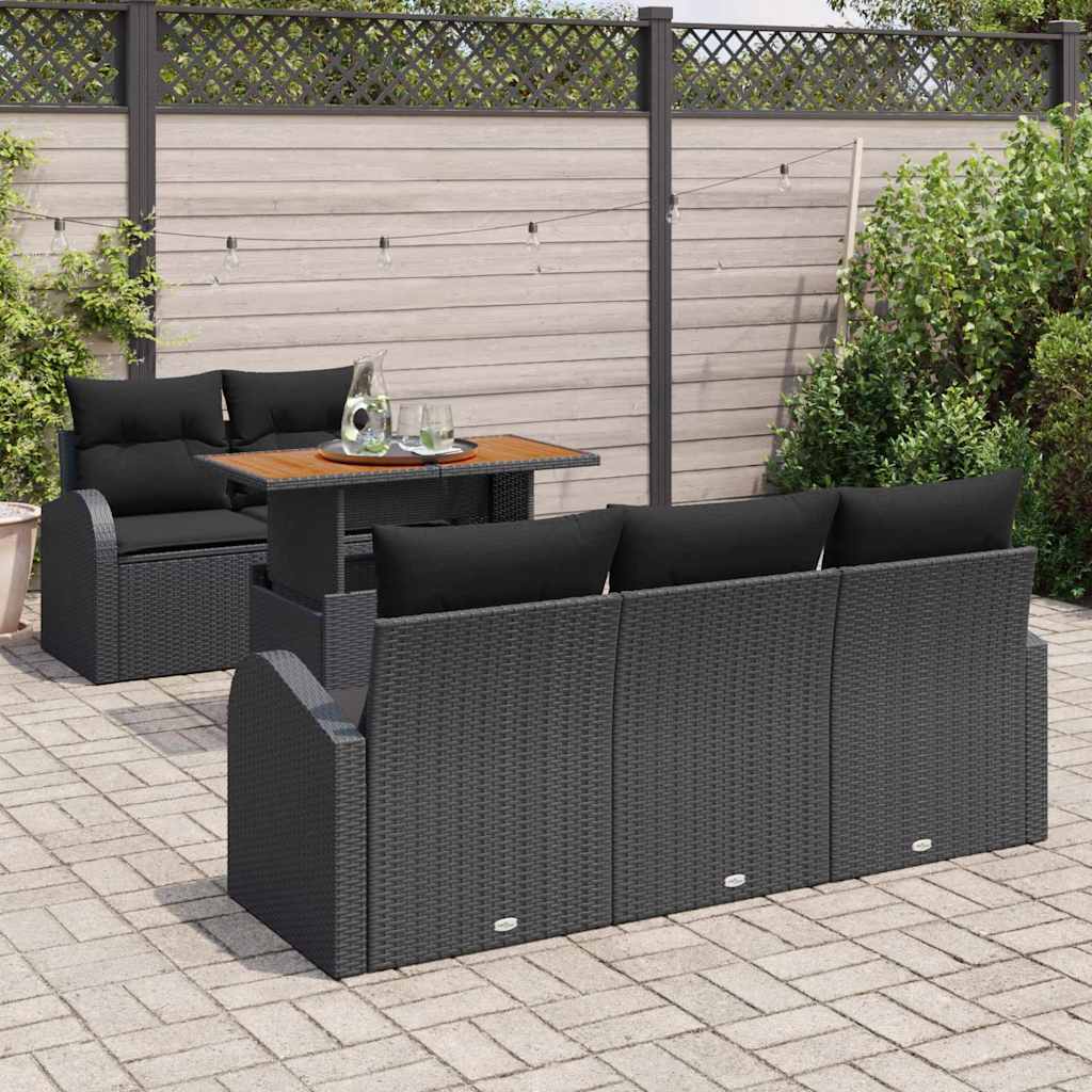 Ensemble de canapé de jardin 6 pcs Noir Poly rotin - XIOS