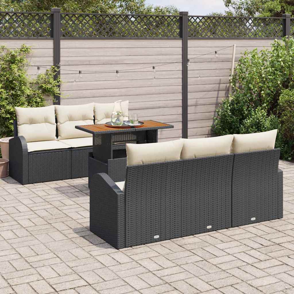 Ensemble de canapé de jardin 7 pcs Noir Poly rotin - XIOS